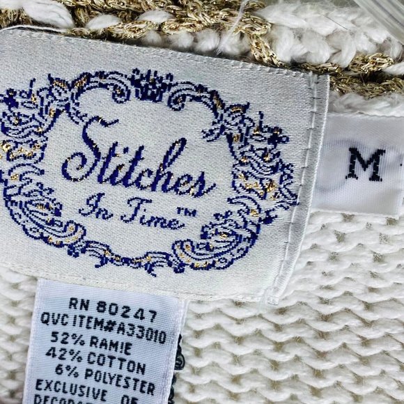 Vtg Stitches In Time QVC Medium Oversize Cardigan Sweater Angels Christmas - Picture 5 of 5